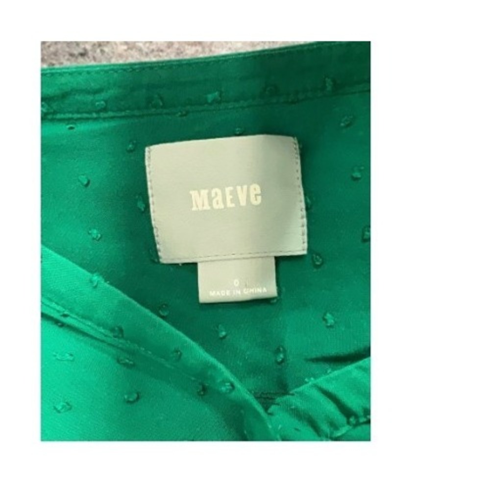 Maeve Anthropologie Green Swiss Dot Split Neck Blouse Size S - Picture 4 of 10